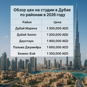 Обзор цен на студии в Дубае по районам в 2026 году